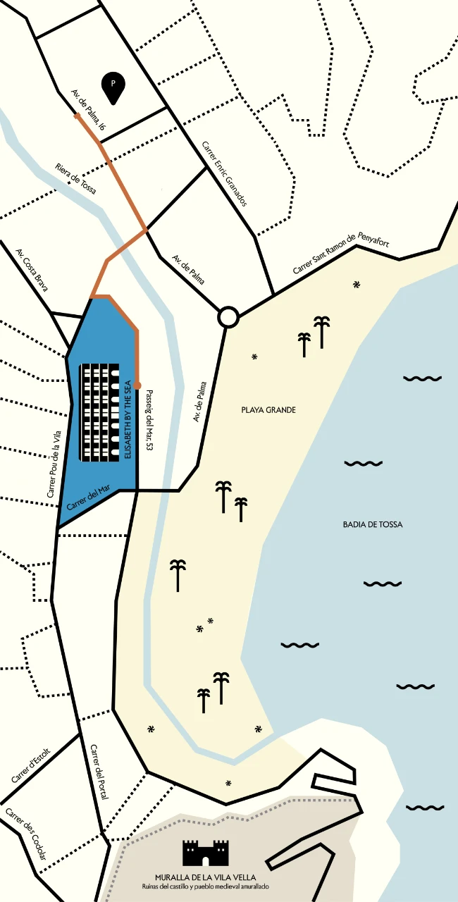 Mapa de Tossa de Mar con hotel Elisabeth By The Sea destacado