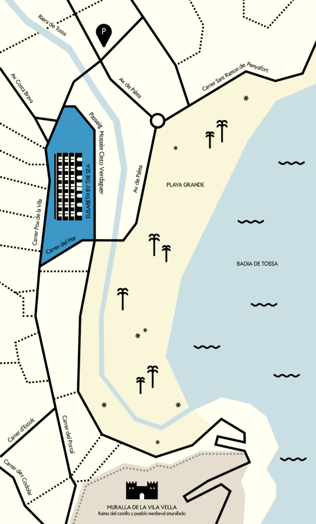 Mapa de Tossa de Mar con hotel Elisabeth By The Sea destacado